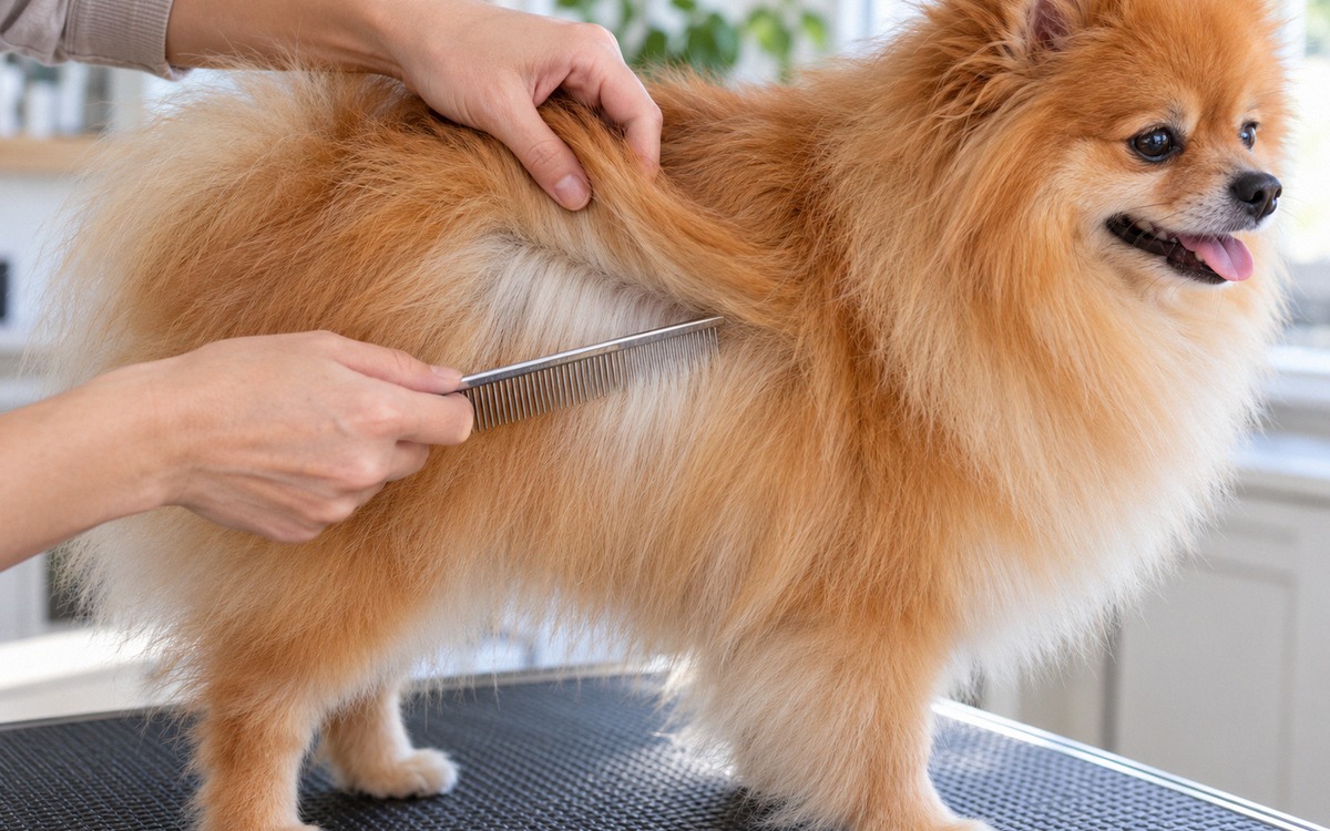 Photorealistic close-up instructional editorial photograph showing gentle line brushing of an adult 